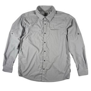 ExOfficio Insect Shield Shirt Mens XL Gray Long Sleeve Hiking Travel UPF 30